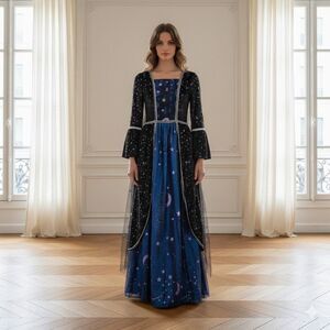 Spirit Halloween Sorceress Dress XL (Fits Small) | Blue Star Pattern Costume